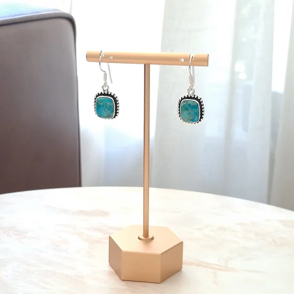 Artisan Handmade 925 Sterling Silver and Turquoise Earrings - Picture 5 of 5